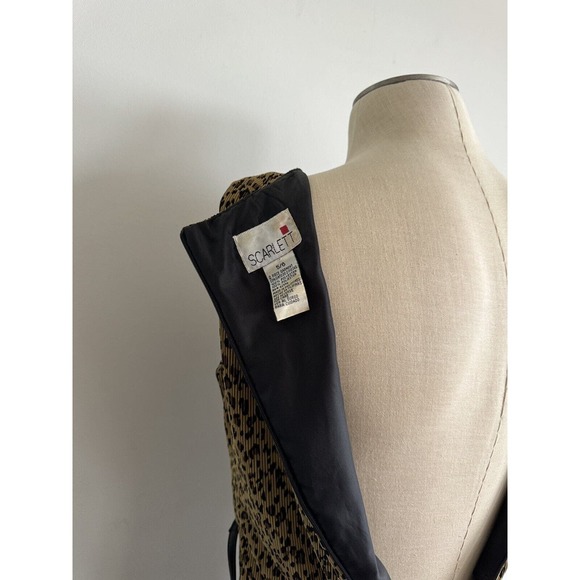 Vtg 90s Scarlett Leopard Print Sheath Textured Maxi Dress w/ Waist Tie | Sz 5/6 - Picture 6 of 6